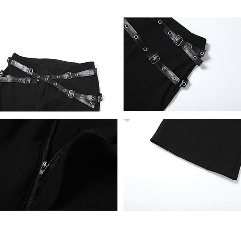 Summer New European And American Style Bell Bottoms Fashion Women's Fashion Trend Leather Buckle Waist Tight Trousers Woman - Image 6