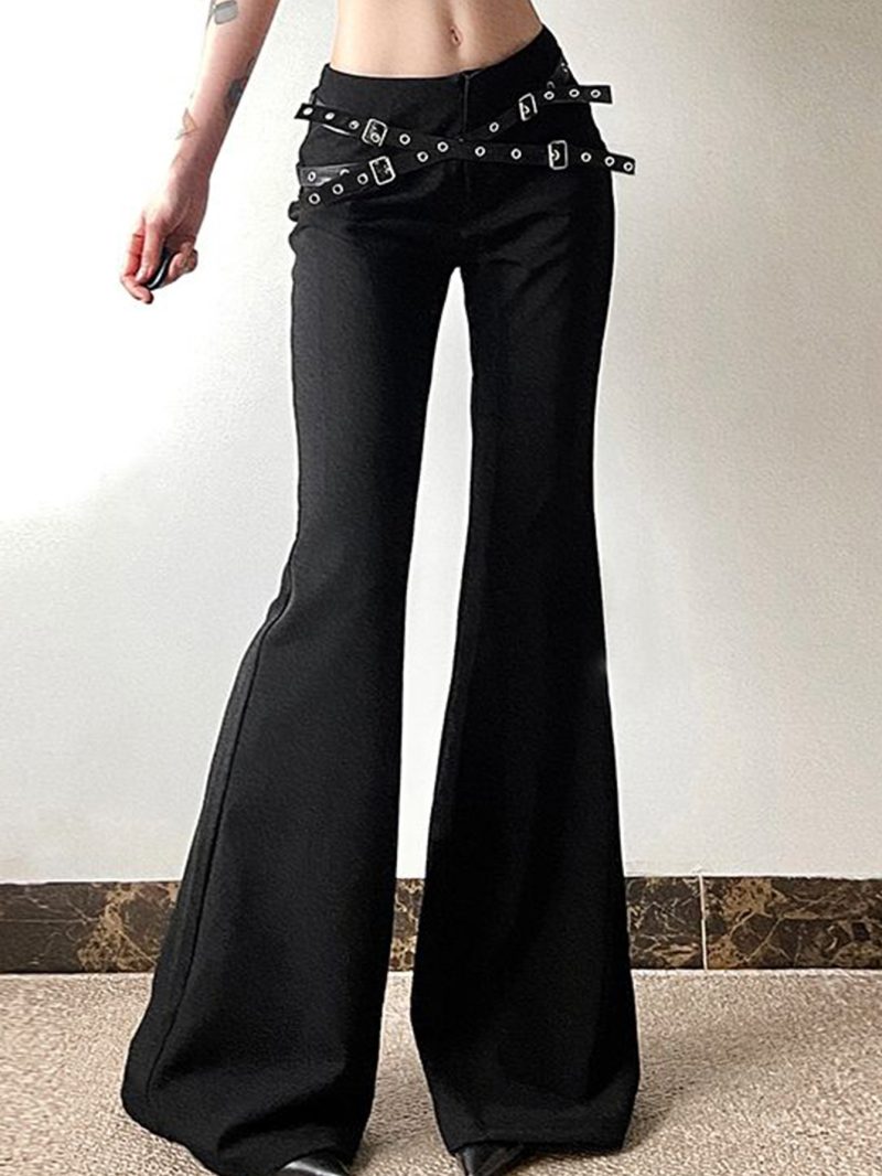 Summer New European And American Style Bell Bottoms Fashion Women's Fashion Trend Leather Buckle Waist Tight Trousers Woman - Image 7