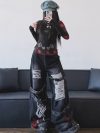 90s Skeleton Handprint Wide Leg Jeans High Street Niche Design Dark Tone Flared Hem Long Pants Streetwear Chic Drop Crotch