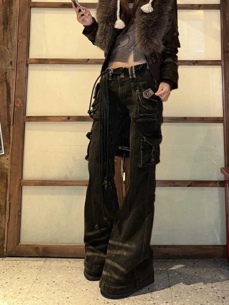 Streetwear Vintage More Pockets Women Jeans Japanese Harajuku Gyaru Y2K Denim Cargo Pants Cyber Punk Hip Pop Aesthetic Trousers - Image 3