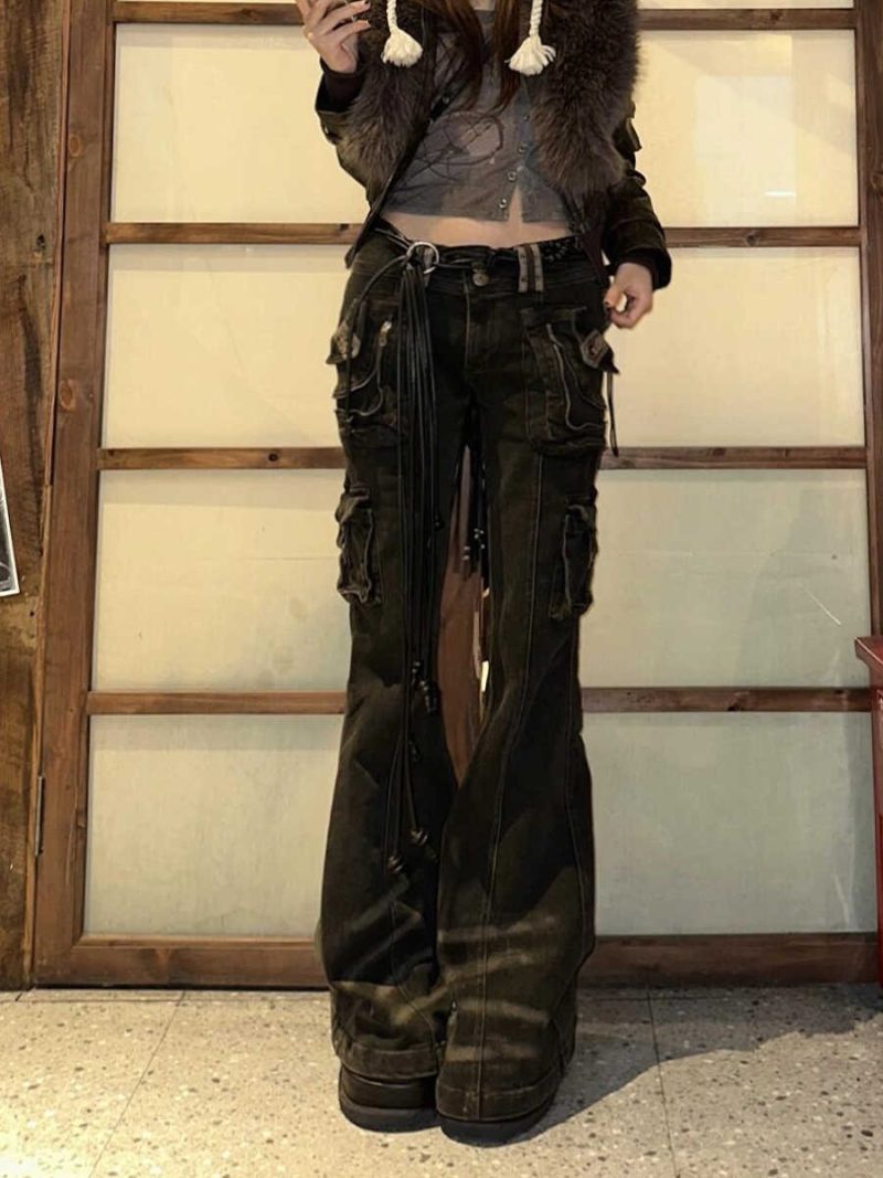Streetwear Vintage More Pockets Women Jeans Japanese Harajuku Gyaru Y2K Denim Cargo Pants Cyber Punk Hip Pop Aesthetic Trousers - Image 6