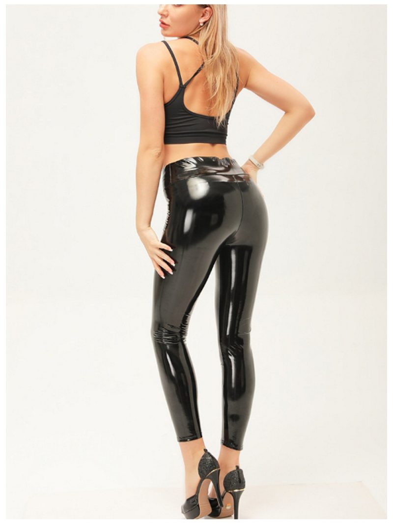 Women Faux Leather Leggings Mirror High Waisted PLeather Shinny Lighting Leggin Petite Ultra Shinning Leggings - Image 4