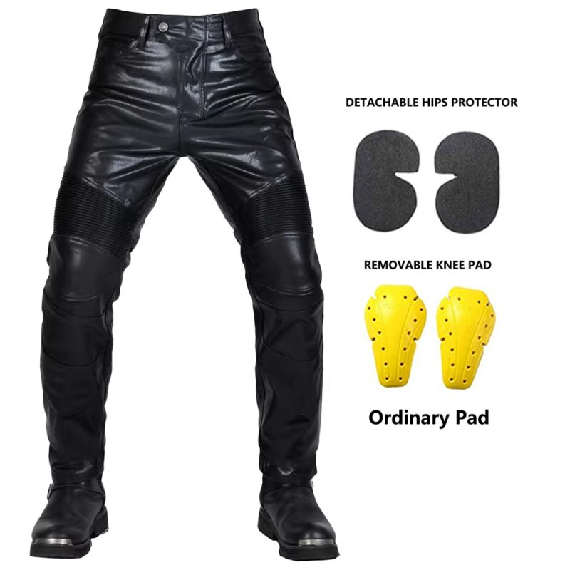 2024 Motocross Racing Pants PU Leather Biker Trousers Waterproof Windproof Men With 4X CE Knee Hip Pad Motorcycle Riding Jeans - Image 8
