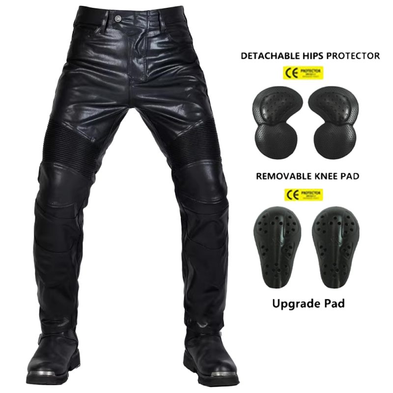 2024 Motocross Racing Pants PU Leather Biker Trousers Waterproof Windproof Men With 4X CE Knee Hip Pad Motorcycle Riding Jeans - Image 9
