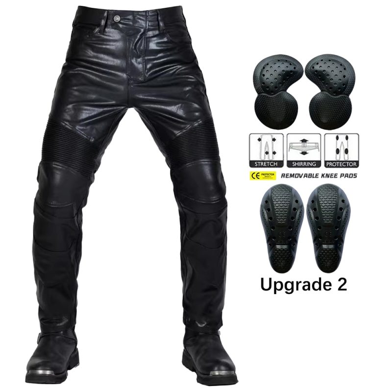 2024 Motocross Racing Pants PU Leather Biker Trousers Waterproof Windproof Men With 4X CE Knee Hip Pad Motorcycle Riding Jeans - Image 10