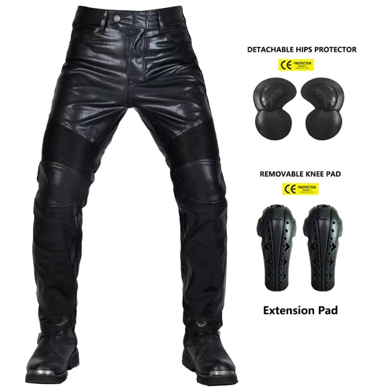 2024 Motocross Racing Pants PU Leather Biker Trousers Waterproof Windproof Men With 4X CE Knee Hip Pad Motorcycle Riding Jeans - Image 11