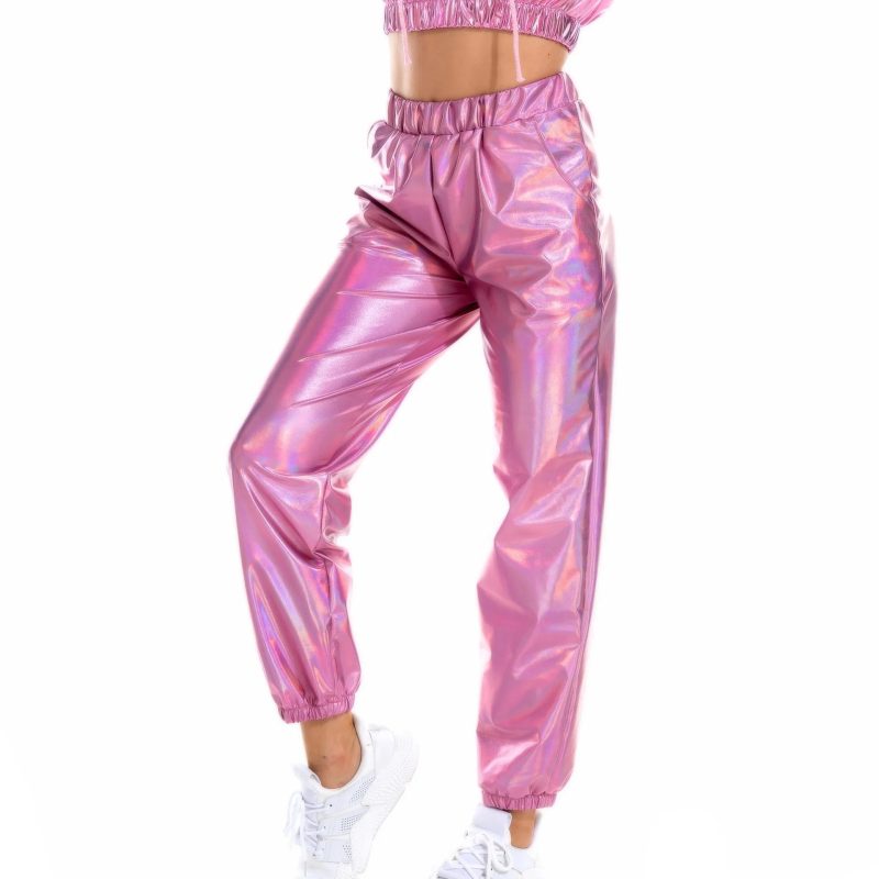 Women Shiny Glittery Street Hip-hop Party Sparkly Long Pants, Loose Casual Sports Trousers Green Gold Silver Black Optional - Image 9