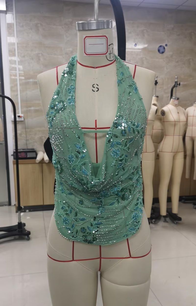 Sexy Deep V Neck Beach Tank Tops Women y2k Coquette Summer Sequins Patchwork Sleeveless Vest Vacation Backless Beach Tops - Image 2