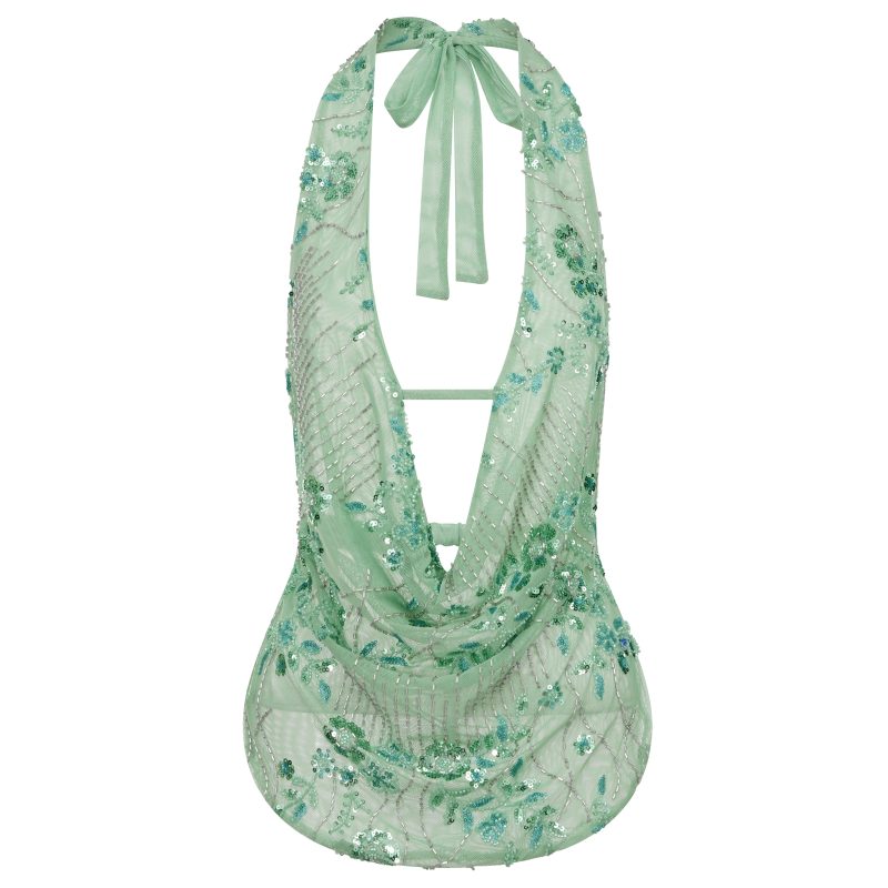 Sexy Deep V Neck Beach Tank Tops Women y2k Coquette Summer Sequins Patchwork Sleeveless Vest Vacation Backless Beach Tops - Image 8