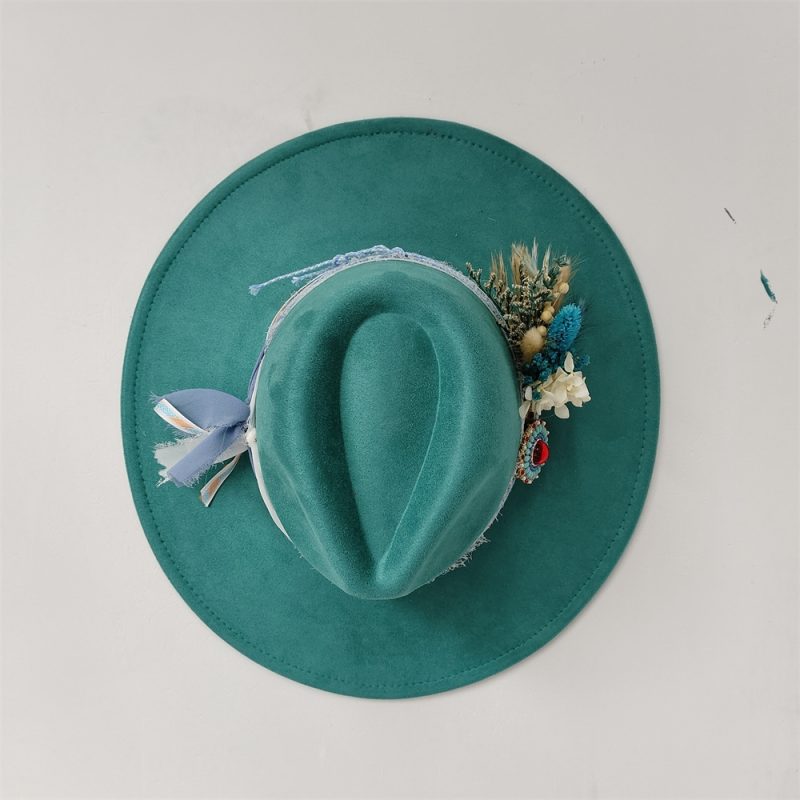 Embroidered three-dimensional flower fedora hat Women's jazz top hat Spring and autumn panama church fashion elegant wedding Hat - Image 5