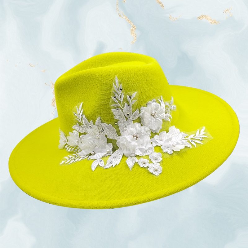 Embroidered three-dimensional flower fedora hat Women's jazz top hat Spring and autumn panama church fashion elegant wedding Hat - Image 9