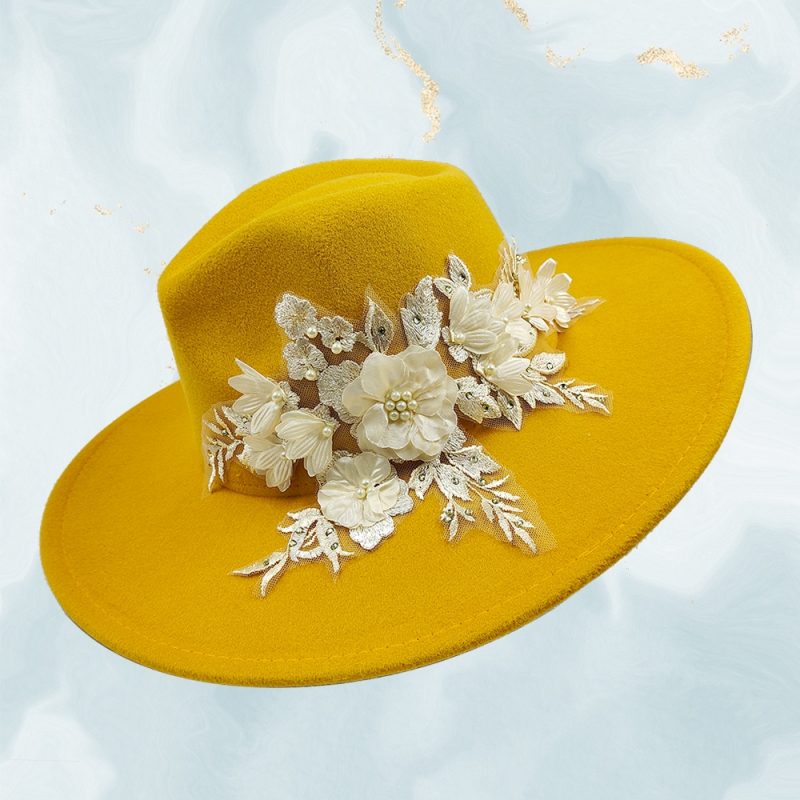 Embroidered three-dimensional flower fedora hat Women's jazz top hat Spring and autumn panama church fashion elegant wedding Hat - Image 10