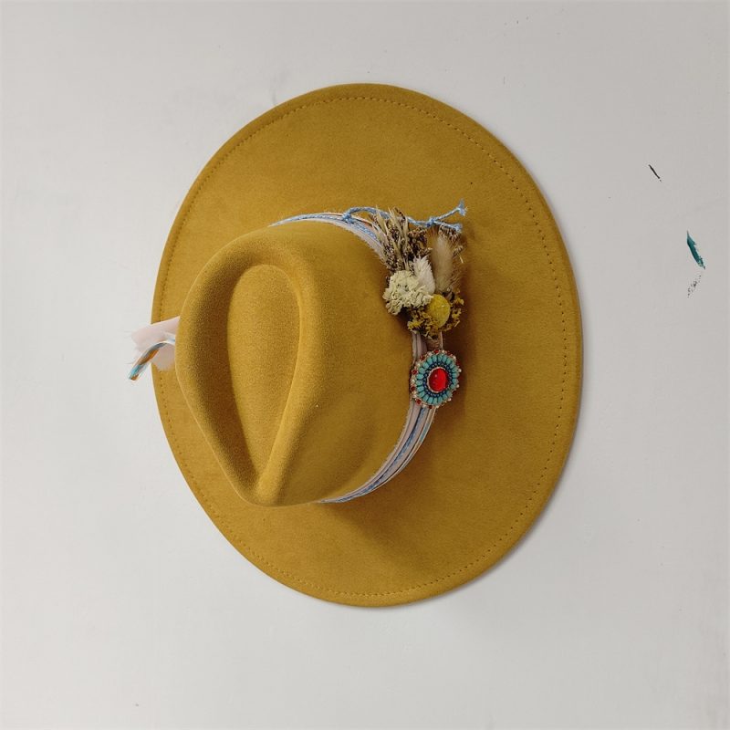 Embroidered three-dimensional flower fedora hat Women's jazz top hat Spring and autumn panama church fashion elegant wedding Hat - Image 17