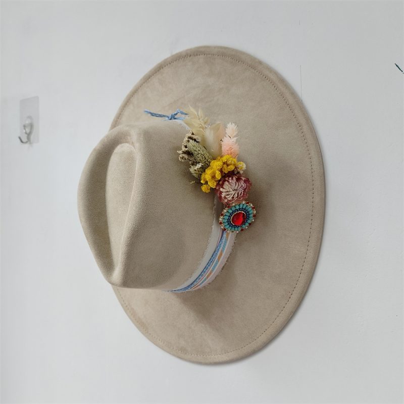 Embroidered three-dimensional flower fedora hat Women's jazz top hat Spring and autumn panama church fashion elegant wedding Hat - Image 18