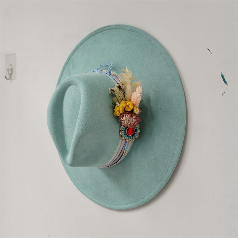 Embroidered three-dimensional flower fedora hat Women's jazz top hat Spring and autumn panama church fashion elegant wedding Hat - Image 21