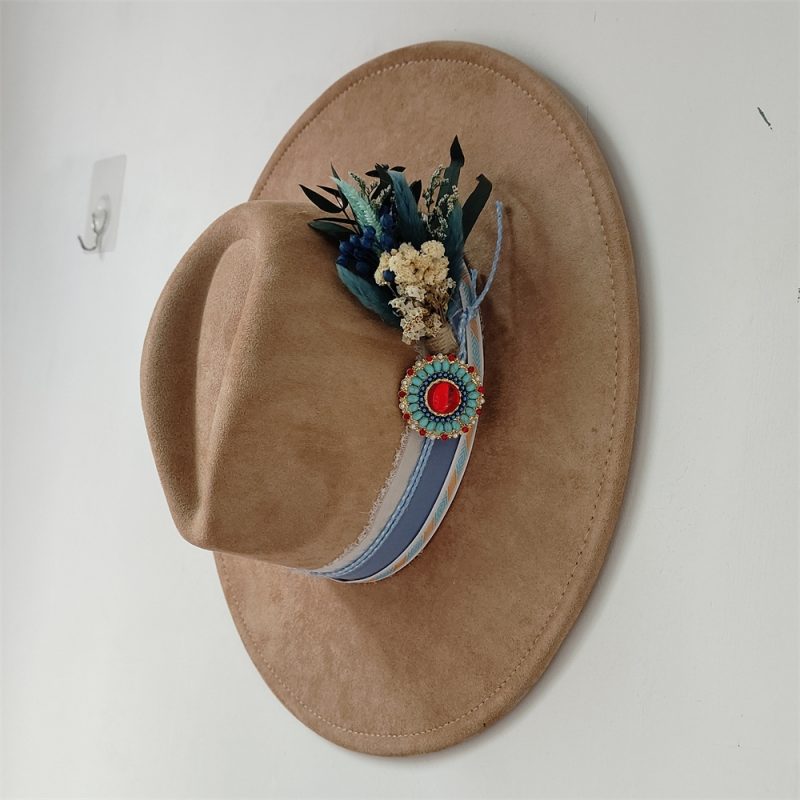 Embroidered three-dimensional flower fedora hat Women's jazz top hat Spring and autumn panama church fashion elegant wedding Hat - Image 23