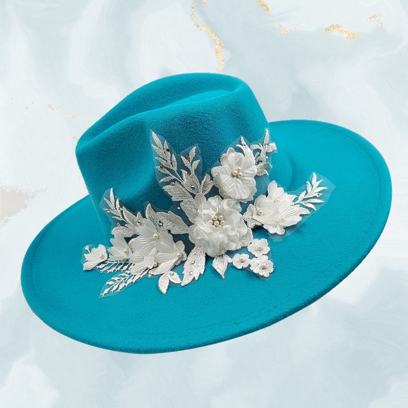 Embroidered three-dimensional flower fedora hat Women's jazz top hat Spring and autumn panama church fashion elegant wedding Hat - Image 30