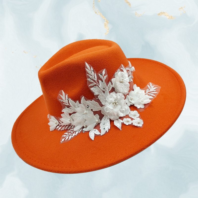 Embroidered three-dimensional flower fedora hat Women's jazz top hat Spring and autumn panama church fashion elegant wedding Hat - Image 47