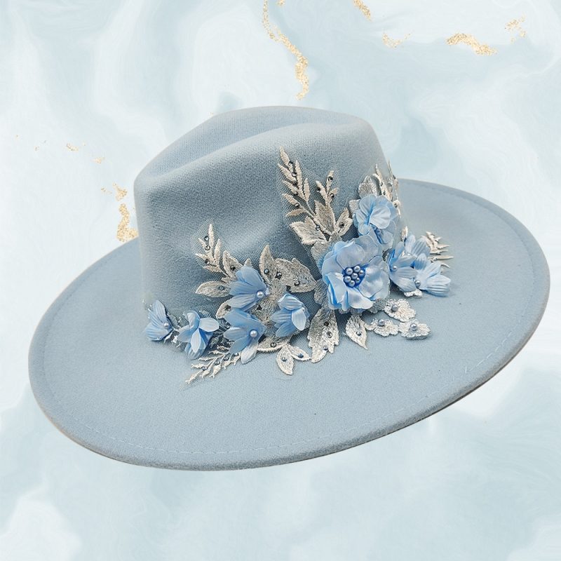 Embroidered three-dimensional flower fedora hat Women's jazz top hat Spring and autumn panama church fashion elegant wedding Hat - Image 48