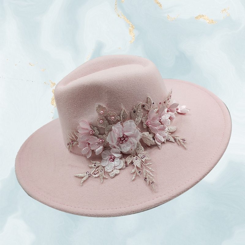 Embroidered three-dimensional flower fedora hat Women's jazz top hat Spring and autumn panama church fashion elegant wedding Hat - Image 49