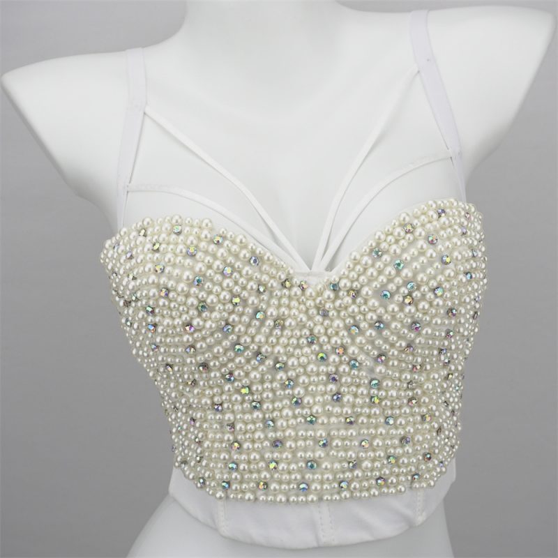 Quality Pearl Tank Tops Rhinestone Women Crop Top Club Clothes Streetwear Y2K Corset Woman Shaper Camis Fashion Feamale Clothing - Image 4