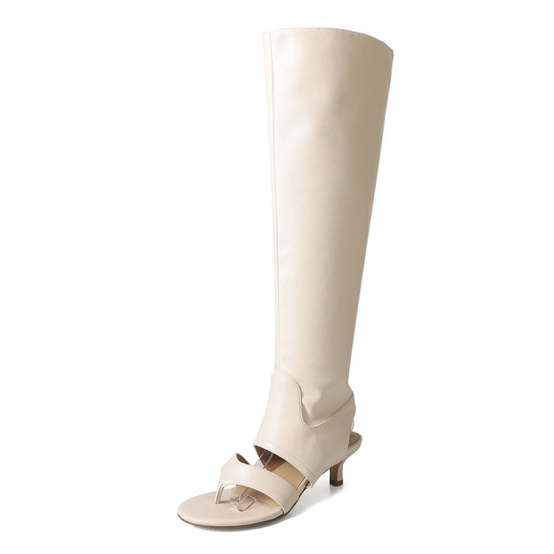 2024 Brand New Chic Flip Flops Summer Boots for Women Trendy Kitten Heels Wide Pleated Boot Tube Design Fashion Big Size Shoes - Image 7