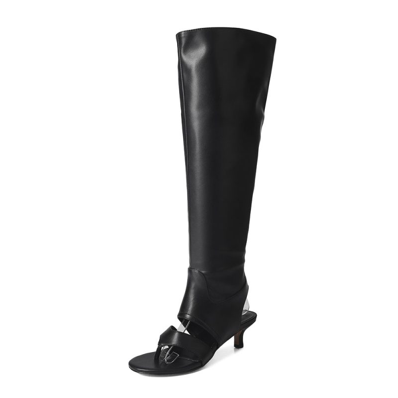 2024 Brand New Chic Flip Flops Summer Boots for Women Trendy Kitten Heels Wide Pleated Boot Tube Design Fashion Big Size Shoes - Image 8