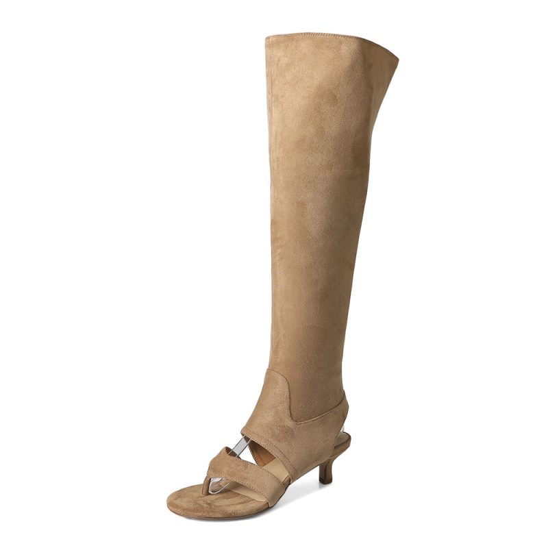 2024 Brand New Chic Flip Flops Summer Boots for Women Trendy Kitten Heels Wide Pleated Boot Tube Design Fashion Big Size Shoes - Image 10