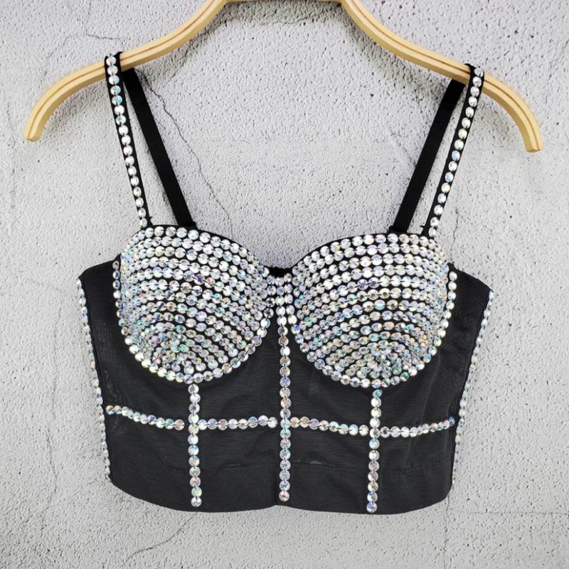 Quality Pearl Tank Tops Rhinestone Women Crop Top Club Clothes Streetwear Y2K Corset Woman Shaper Camis Fashion Feamale Clothing - Image 44