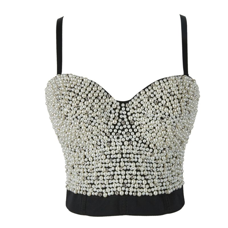 Quality Pearl Tank Tops Rhinestone Women Crop Top Club Clothes Streetwear Y2K Corset Woman Shaper Camis Fashion Feamale Clothing - Image 56