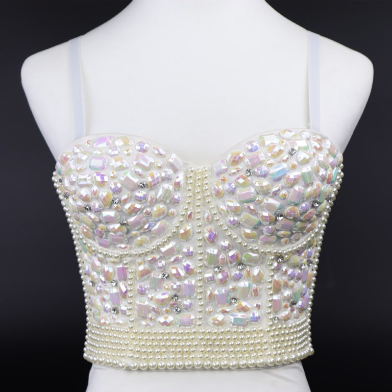 Quality Pearl Tank Tops Rhinestone Women Crop Top Club Clothes Streetwear Y2K Corset Woman Shaper Camis Fashion Feamale Clothing - Image 58