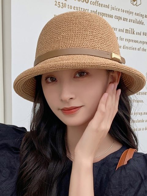 New Summer Straw Fisherman Hat Women Wide Brim Sun Hat Breathable Outdoor Travel Foldable