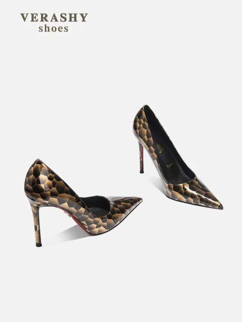 new red soled high heels for women with leopard print pointed toe, shallow mouth sexy slim heel, 12cm fashionable for women