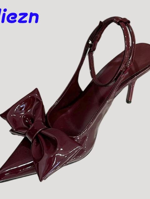 New 2025 Footwear Butterfly-Knot Women High Heels Shoes Female Pointed Toe Fashion Ankle Strap Pumps Ladies Heels Shoes Big Size