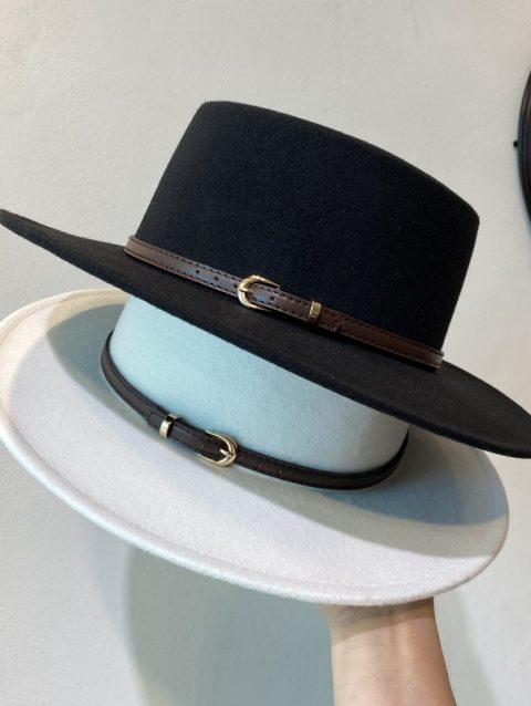Fashion Wool Fedora Hat Belt Buckle Decorated Wide Brim Felt Hats For Ladies Autumn Winter Retro Jazz Cap