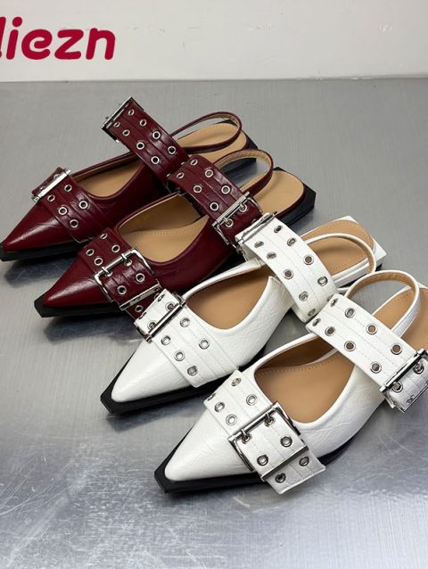 Luxury Big Size 43 Footwear Pointed Toe Ladies Flats Shoes Female Slingback Designer Fashion Buckle Women Flat With Shoes