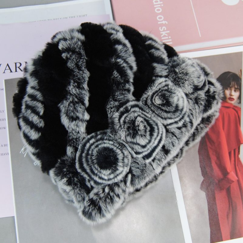Fashion Lady Winter Natural Real Rex Rabbit Fur Hat Scarf High Quality Women Knit 100% Genuine Fur Hat Muffler Sets Girl Fur Cap - Image 22