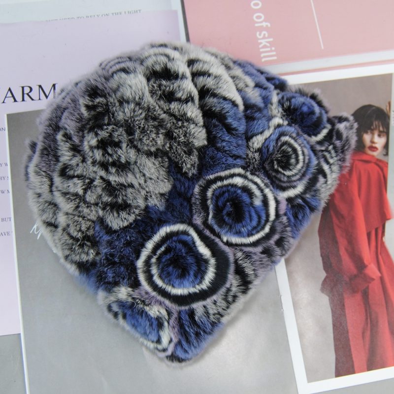 Fashion Lady Winter Natural Real Rex Rabbit Fur Hat Scarf High Quality Women Knit 100% Genuine Fur Hat Muffler Sets Girl Fur Cap - Image 24