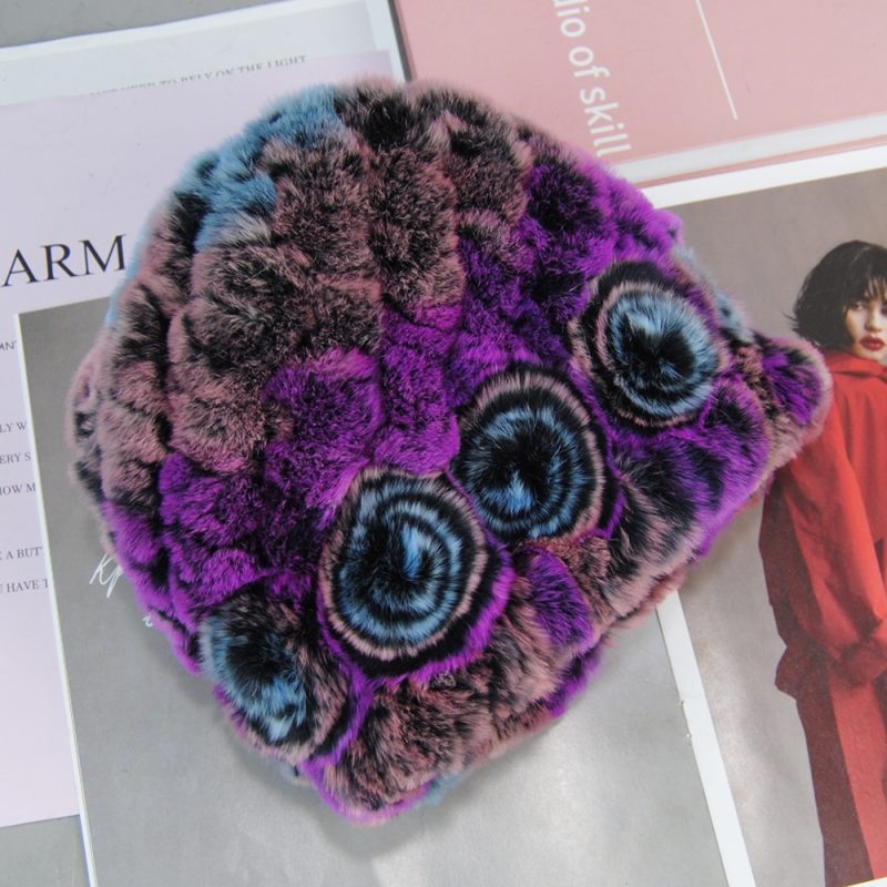 Fashion Lady Winter Natural Real Rex Rabbit Fur Hat Scarf High Quality Women Knit 100% Genuine Fur Hat Muffler Sets Girl Fur Cap - Image 25