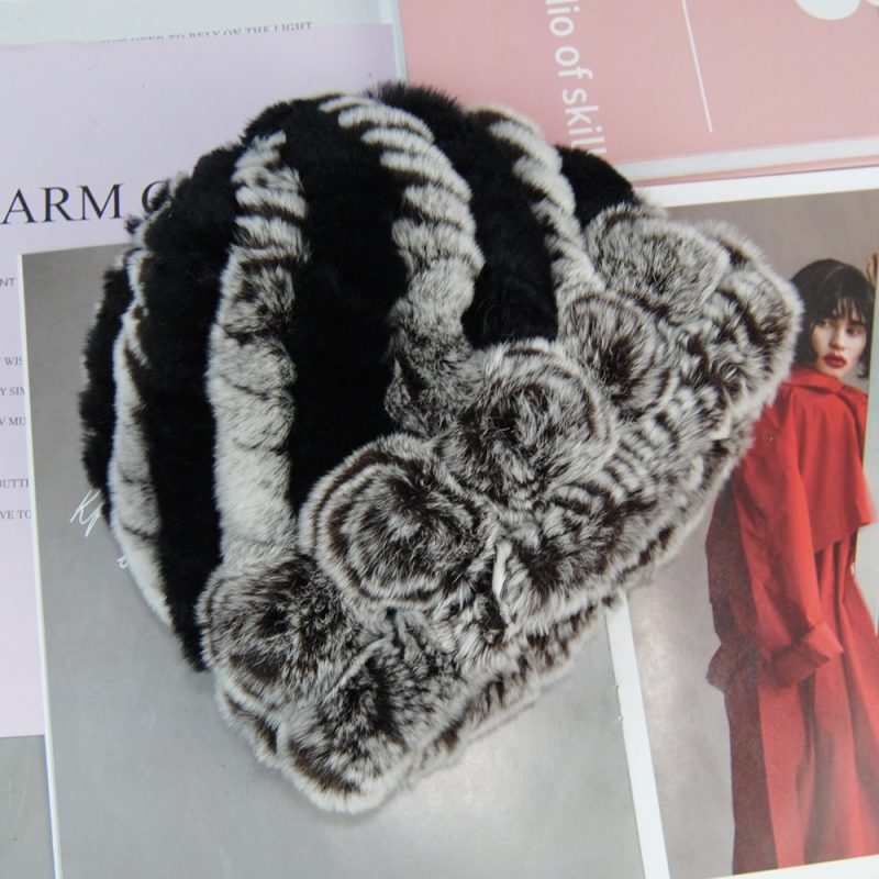 Fashion Lady Winter Natural Real Rex Rabbit Fur Hat Scarf High Quality Women Knit 100% Genuine Fur Hat Muffler Sets Girl Fur Cap - Image 26