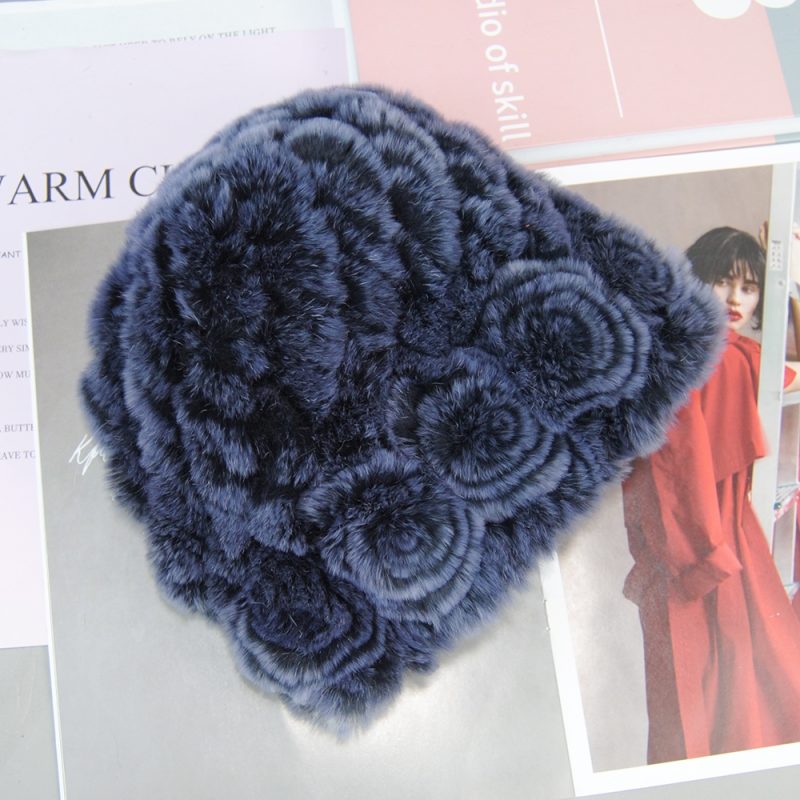 Fashion Lady Winter Natural Real Rex Rabbit Fur Hat Scarf High Quality Women Knit 100% Genuine Fur Hat Muffler Sets Girl Fur Cap - Image 27