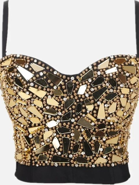 Summer High End Tops Women Corset Luxury Bling Diamond Sequined y2k Tank Woman Clothes Quality Push Up Bustier Ladies Crop Top