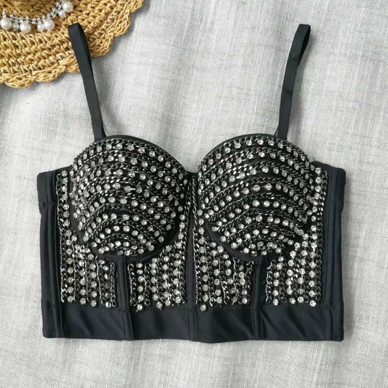 Summer High End Tops Women Corset Luxury Bling Diamond Sequined y2k Tank Woman Clothes Quality Push Up Bustier Ladies Crop Top - Image 46