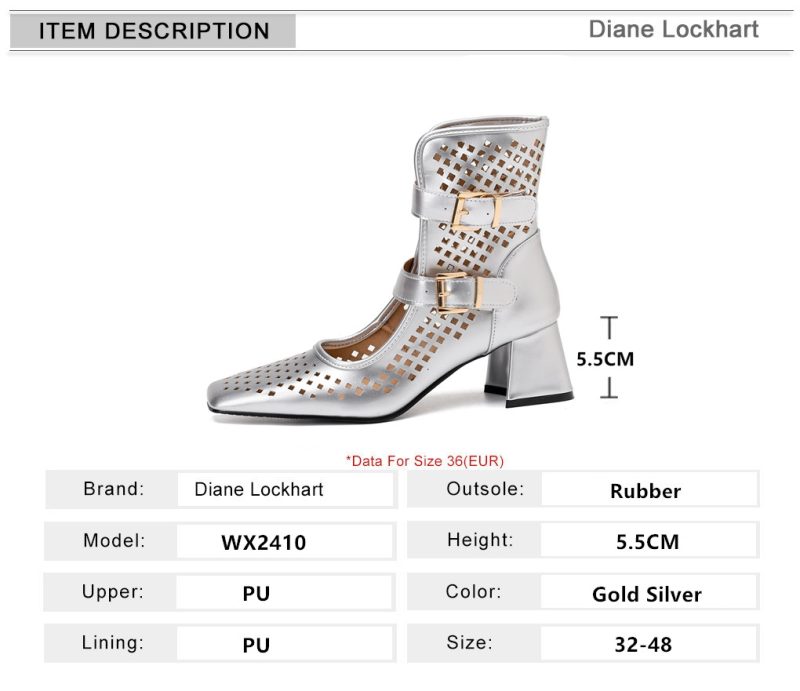 Summer Sexy Brand Gold Silver Gladiator Sandals Platform Summer Mesh Grid Buckle Thick Heels Ankle Boots Roman Sandals For Woman - Image 5