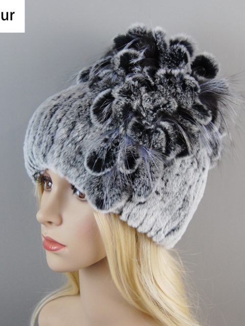 New Luxury Women Fur Hat For Winter Handmade Natural Rex Rabbit Fox Fur Cap Russian Female Fur Headgear Brand Warm Beanies Cap
