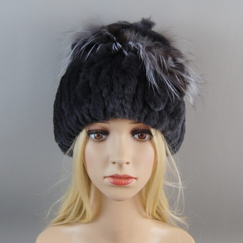 New Luxury Women Fur Hat For Winter Handmade Natural Rex Rabbit Fox Fur Cap Russian Female Fur Headgear Brand Warm Beanies Cap - Image 2