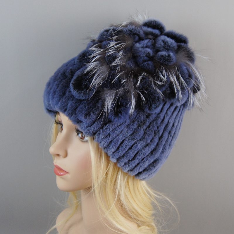 New Luxury Women Fur Hat For Winter Handmade Natural Rex Rabbit Fox Fur Cap Russian Female Fur Headgear Brand Warm Beanies Cap - Image 11