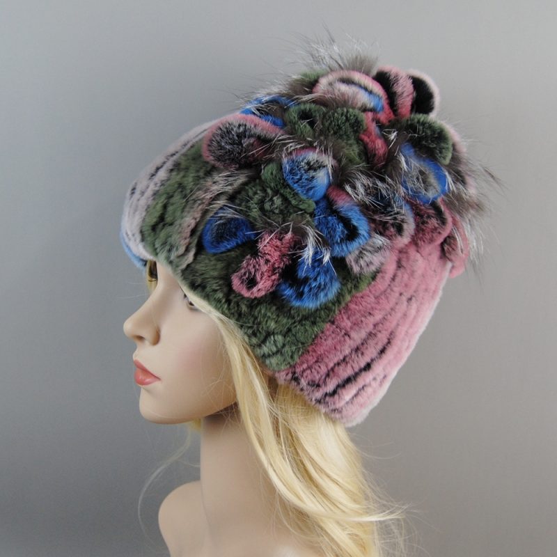 New Luxury Women Fur Hat For Winter Handmade Natural Rex Rabbit Fox Fur Cap Russian Female Fur Headgear Brand Warm Beanies Cap - Image 12