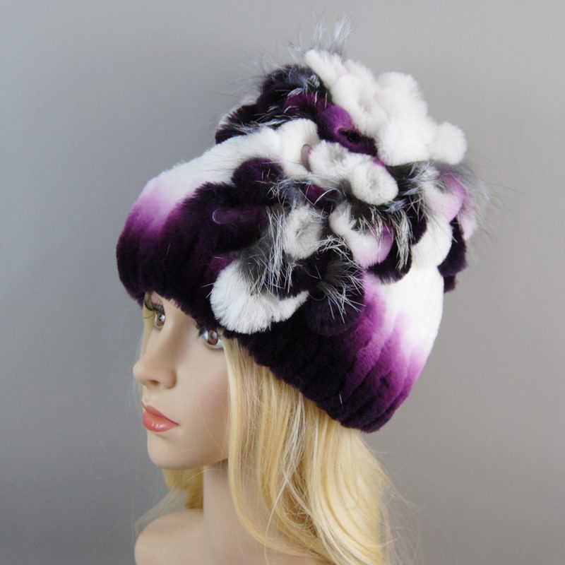 New Luxury Women Fur Hat For Winter Handmade Natural Rex Rabbit Fox Fur Cap Russian Female Fur Headgear Brand Warm Beanies Cap - Image 14