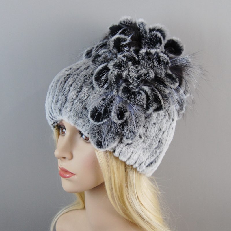 New Luxury Women Fur Hat For Winter Handmade Natural Rex Rabbit Fox Fur Cap Russian Female Fur Headgear Brand Warm Beanies Cap - Image 16